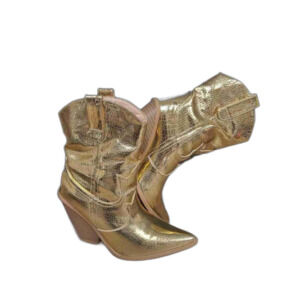 J. Renee Fever-N Metallic Gold Snakeskin Western Cowboy Ankle Boots Size 6